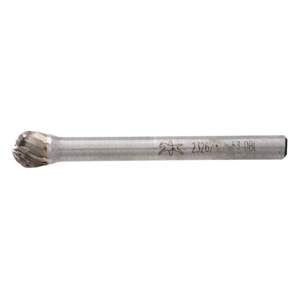 Carbide Bur - Ball Shape, DBL Cut - 3/16" x 1/8" x 1/8" Shank - SD-53