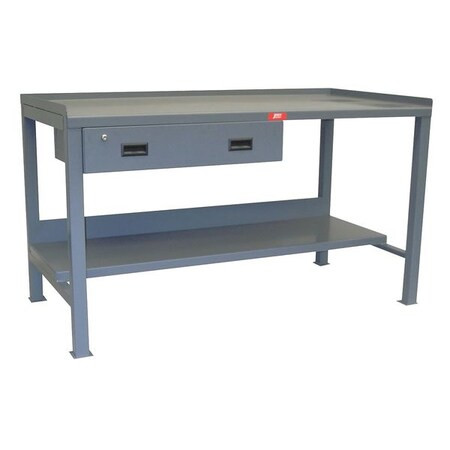 Heavy Duty Fixed Work Bench, Steel, 72" W, 34" Height, 3000 lb., Straight