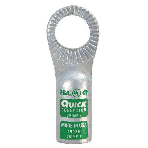 One-Hole Compression Lug, 1/2 in Stud, Standard Barrel, Copper, Green