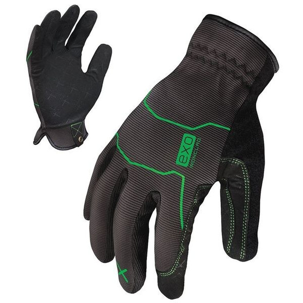 EXO Mechanics Gloves, Synthetic Leather Palm, Polyester Back, S, Black/Gray