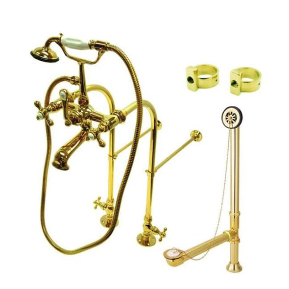 Clawfoot Tub Faucet Packages, Polished Brass, Freestanding