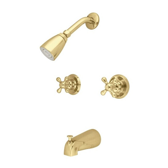 KB242AX Twin Handle Tub & Shower Faucet With Decor Cross Handle