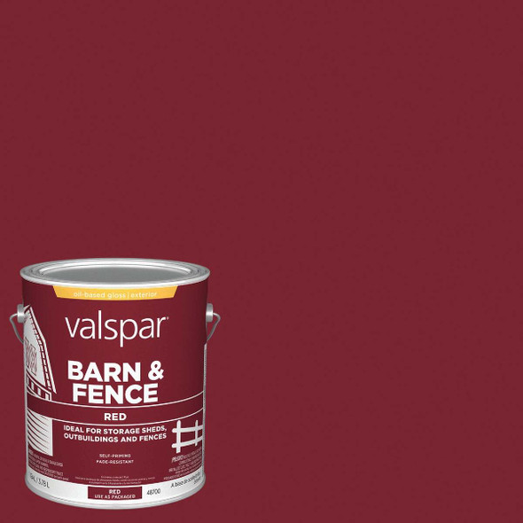 Valspar Oil Paint & Primer In One Low Sheen Barn & Fence Paint, Red, 1 Gal.