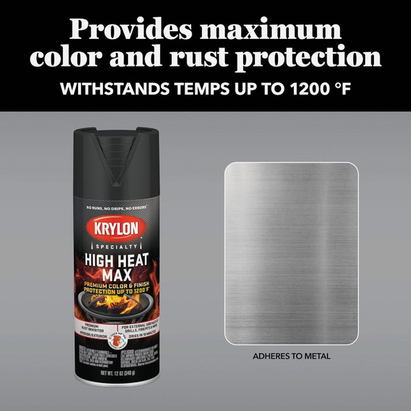Krylon Max 12 Oz. Black High Heat Spray Paint K01607777 778346
