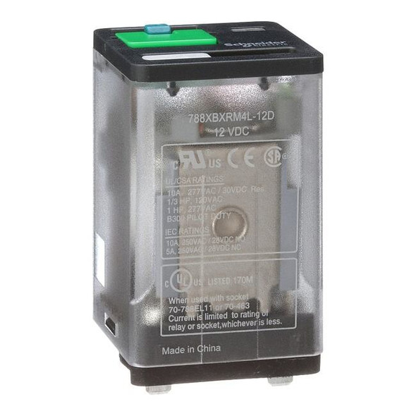 Plug-In, General Purpose Relay, Square, 10 A, 8 Pins, Blade Terminal