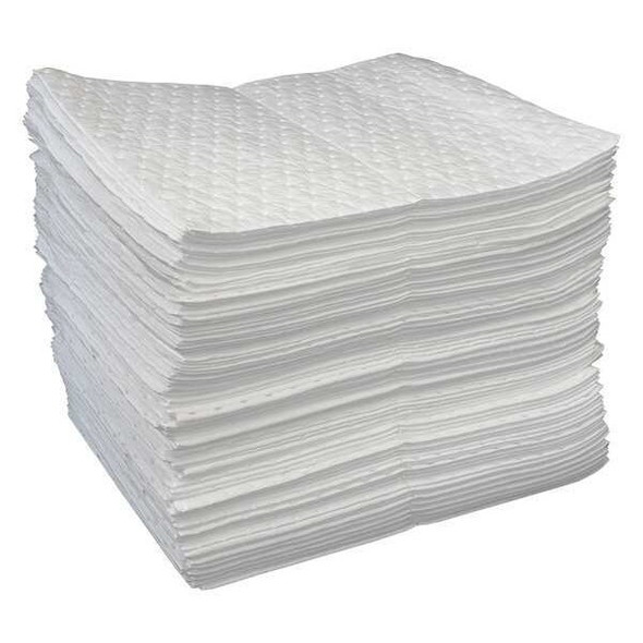 Oil-Dri Sorbent Pad, 28 gal, 15 in x 19 in, Oil, White, Polypropylene L71393G