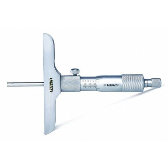 Insize Depth Micrometer,4" L Base,Flat Anvil 3240-4