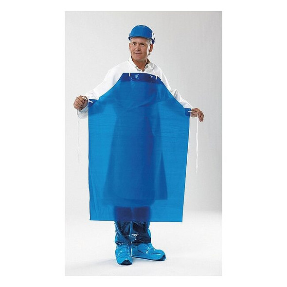 Polyco Bib Apron, Nylon/Polyolefin, Blue, 45 in, Universal 45400