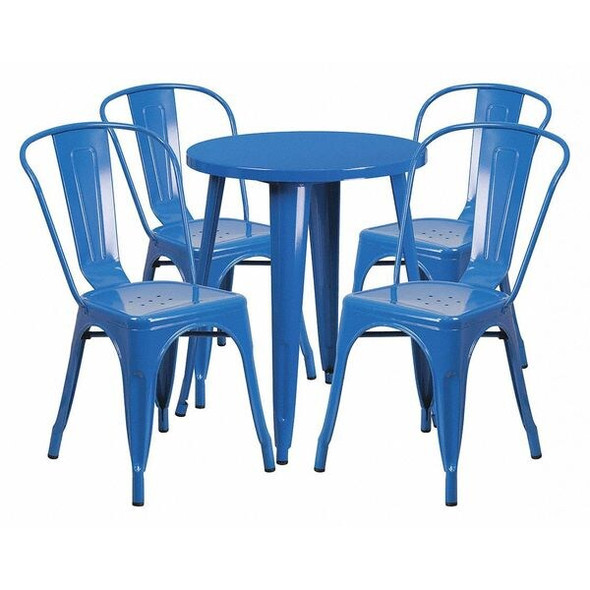 Flash Furniture Round 24" W, 24" L, 29" H, Metal, Blue CH-51080TH-4-18CAFE-BL-GG