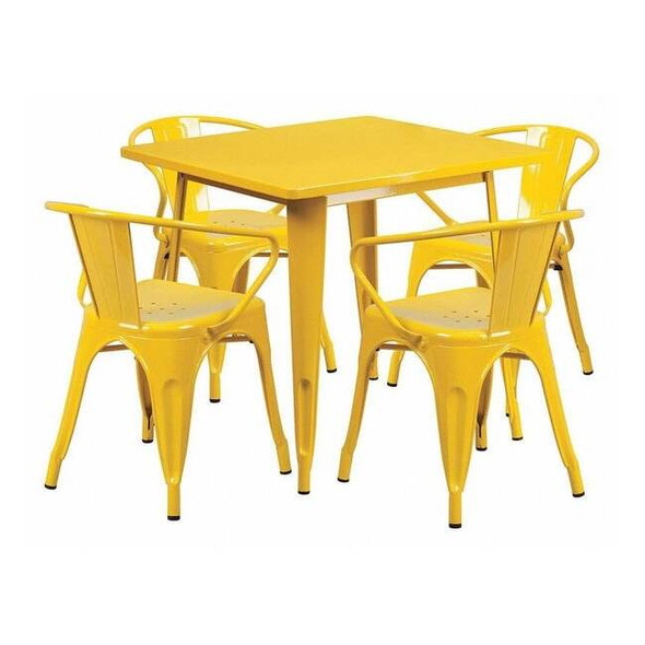 Square 31.5" W, 31.5" L, 29.5" H, Metal, Yellow