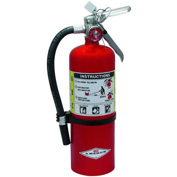 Fire Extinguisher, Class ABC, 3A:40B:C, Dry Chemical, 5 lb Capacity, 18 ft Range