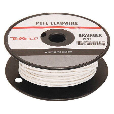 Tempco High Temp Lead Wire, PTFE, 16 AWG, White, 250 ft LDWR-1072