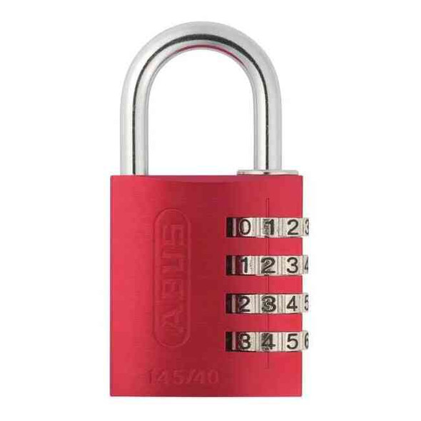 Abus Combination Padlock,1 4/5 in,Rectgle,Red 145/40 Red