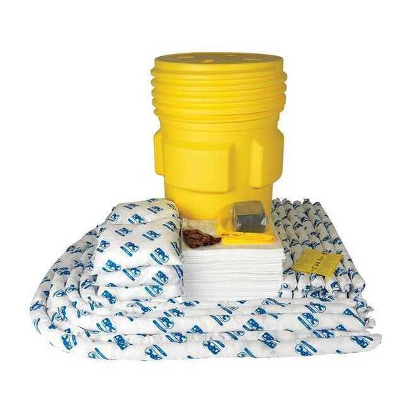Spill Kit, 82 gal Volume Absorbed per Kit, 95 gal Capacity, Drum, Yellow