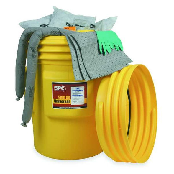 Brady Spill Kit, 82 gal Volume Absorbed per Kit, 95 gal Capacity, Drum, Yellow SKO-95