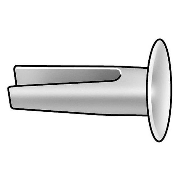 Split Rivet, Truss Head, 9/64 in Dia., 5/16 in L, Steel Body, 100 PK