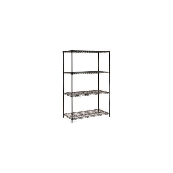 Nexel 4 Shelf Black Epoxy Wire Shelving Unit Starter 60""W x 24""D x 96""H