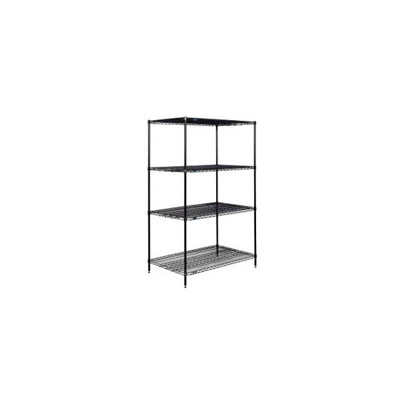 Nexel 4 Shelf Black Epoxy Wire Shelving Unit Starter 36""W x 30""D x 96""H