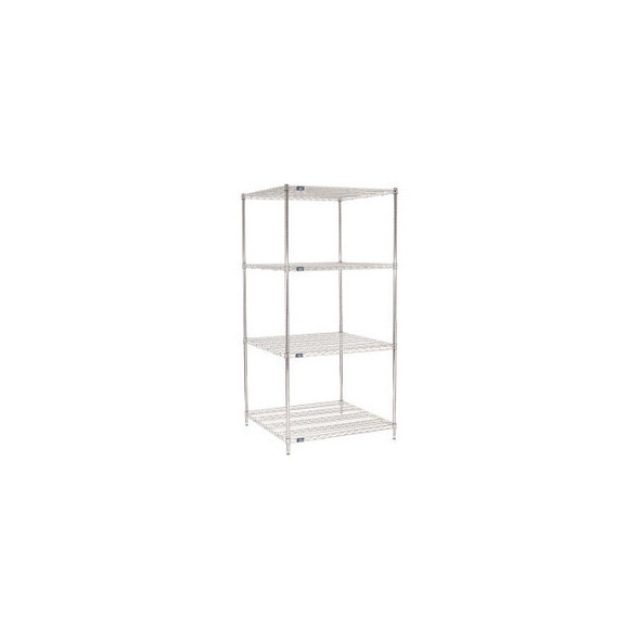 Nexel 4 Shelf Chrome Wire Shelving Unit Starter 36""W x 36""D x 96""H
