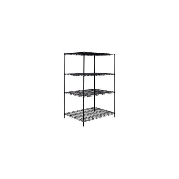 Nexel 4 Shelf Black Epoxy Wire Shelving Unit Starter 48""W x 36""D x 96""H