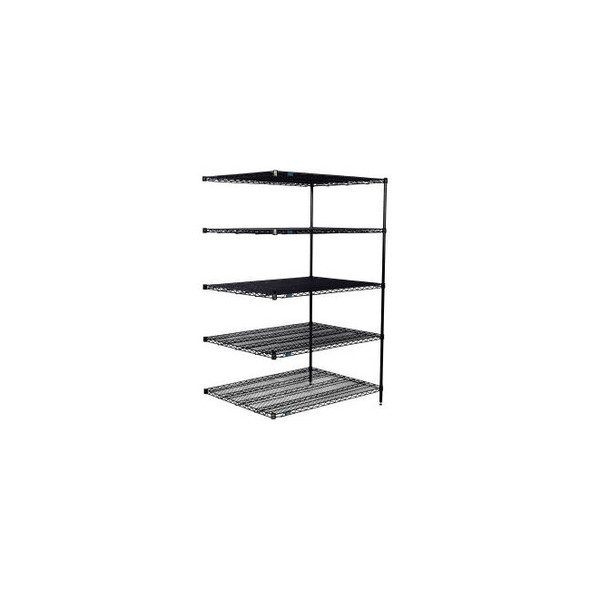 Nexel 5 Shelf Black Epoxy Wire Shelving Unit Add On 60""W x 36""D x 96""H
