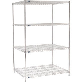 Nexel 4 Shelf Chrome Wire Shelving Unit Starter 48""W x 36""D x 96""H
