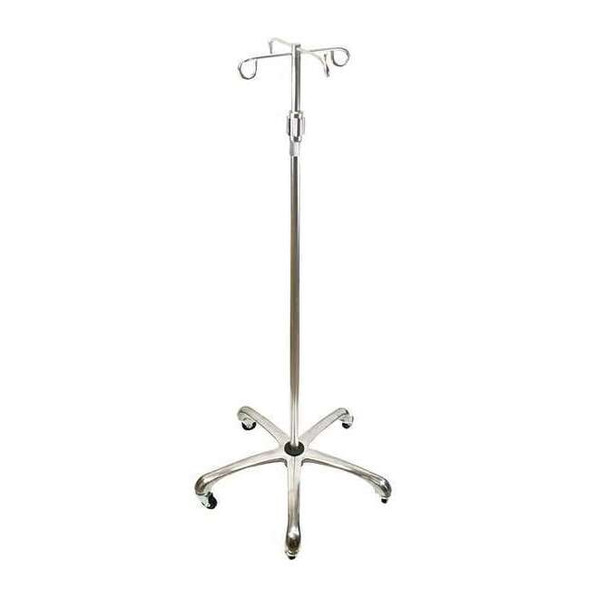 Medsource IV Pole, Aluminum, 1 in W, Silver, (4) Hooks MS-47100