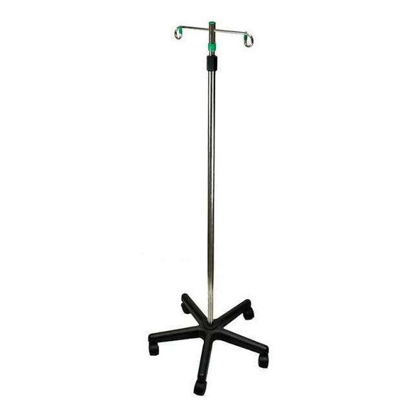 Medsource IV Pole, Aluminum, 1 in W, Silver, (2) Hooks MS-47110