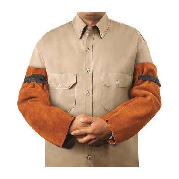 Steiner Welding Sleeves, Leather, 18 in Length, Brown, Snap Cuff 92180