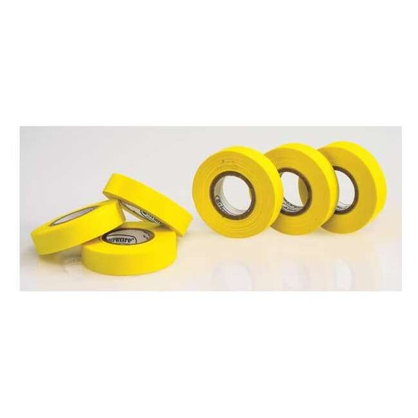 Masking Tape, 1/2 in W x 15 yd L, 6.3 mil Thick, Yellow, Rubber Adhesive, 6 PK