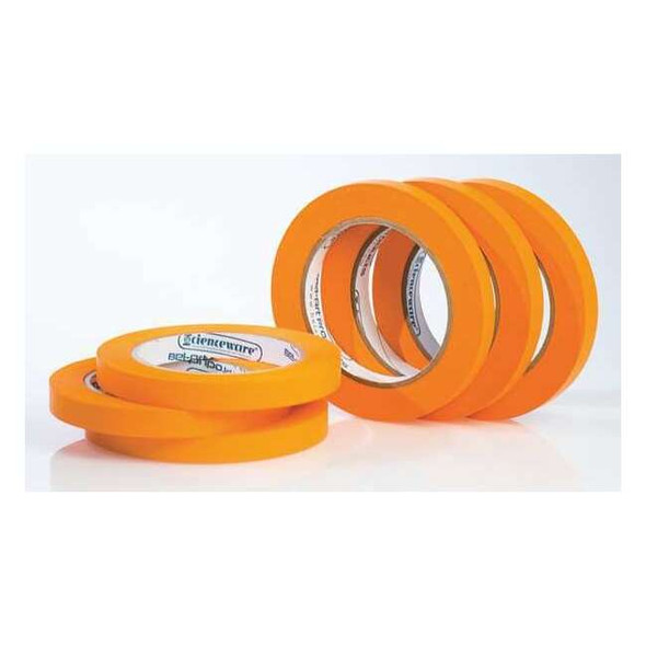 Masking Tape, 1/2 in W x 40 yd L, 6.3 mil Thick, Orange, Rubber Adhesive, 6 PK