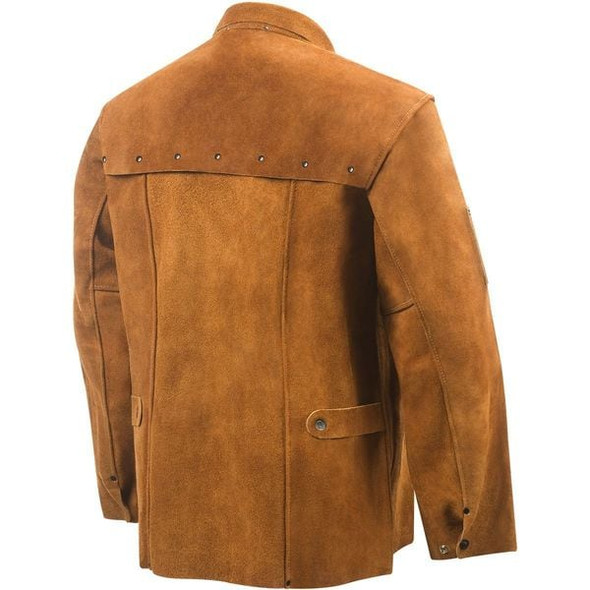 Steiner Welding Jacket, Cowhide, 3 oz, 30 in Length, Snaps Closure, 2 Pockets, Brown, XL 9215-X