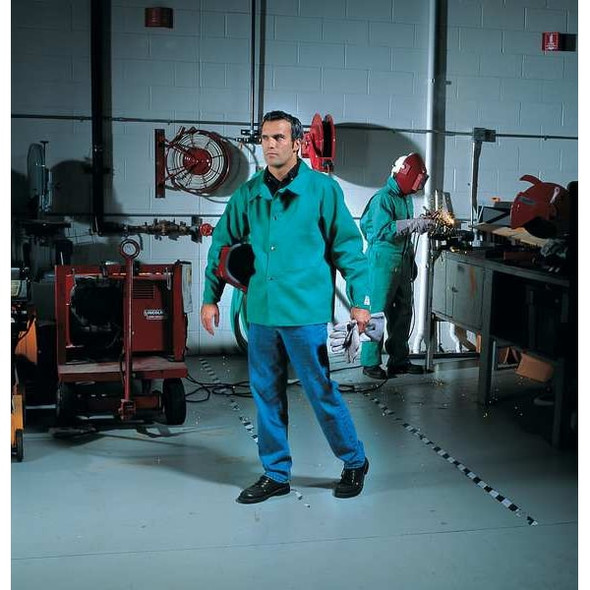 Steiner Welding Jacket, Cotton, 12 oz, 30 in Length, Snaps Closure, 2 Pockets, Green, XL 1038-X