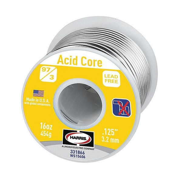 Harris Lead Free Solder,Dia 0.120 In,1lb 331866