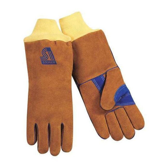 Welding Gloves, Knit Cuff, Wing Thumb, Premium Cowhide, L, 1 PR