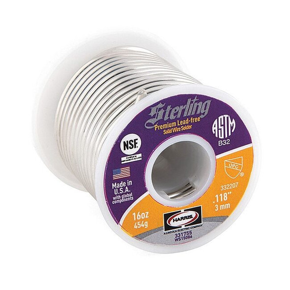 Harris Lead Free Solder,Dia 0.118 In,1lb 331755