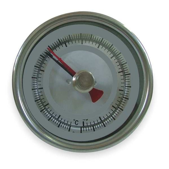 Maximum/minimum bimetal thermometer, range 0 to 200 Degrees F, 4" stem.