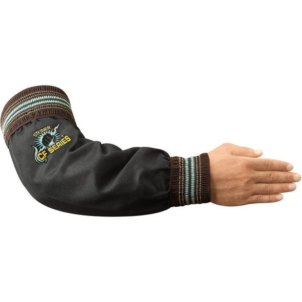 Flame-Resistant Sleeve, Para-Aramid, Woven Carbonized Fiber, 18 in Length, Black, Elastic Cuff