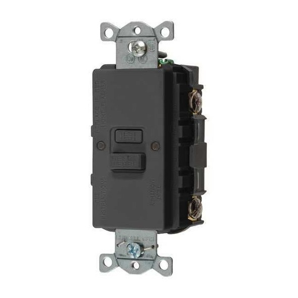 Hubbell Wiring Device-Kellems GFCI Receptacle, Black, Nylon, Back GFBF20BK