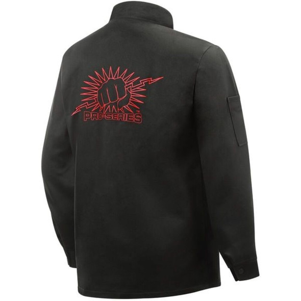 Welding Jacket, Cotton, 9 oz, 30 in Length, Snaps Closure, 2 Pockets, Black, S  1160-S