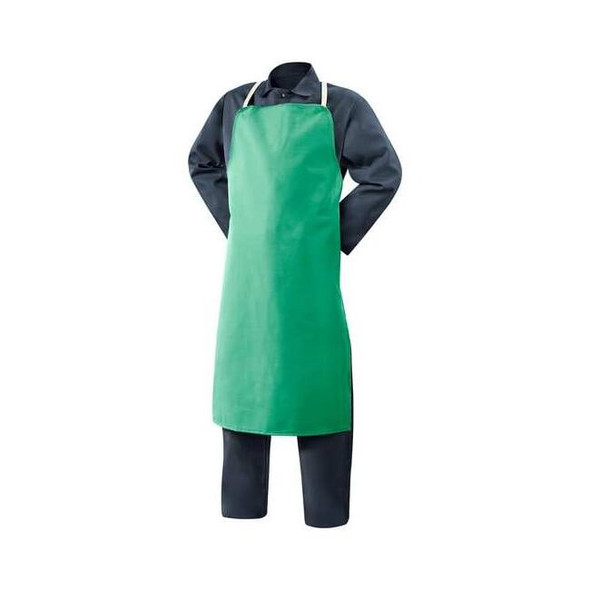Flame Resistant Cotton Bib Apron, Cotton, 9 oz, 40 in Length, Green, Universal