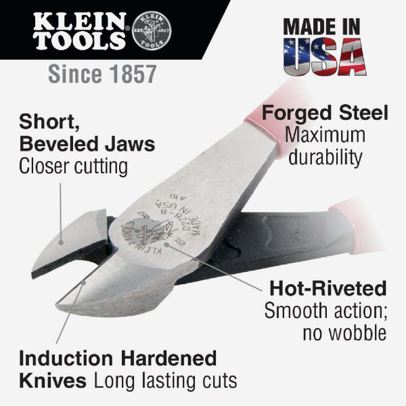 Klein 8 In. Heavy Duty High Leverage Diagonal Cutting Pliers D2000-28 Pack of 6