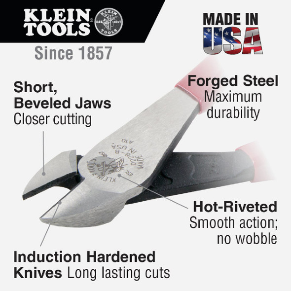 Klein 8 In. Heavy Duty High Leverage Diagonal Cutting Pliers D2000-28 Pack of 6