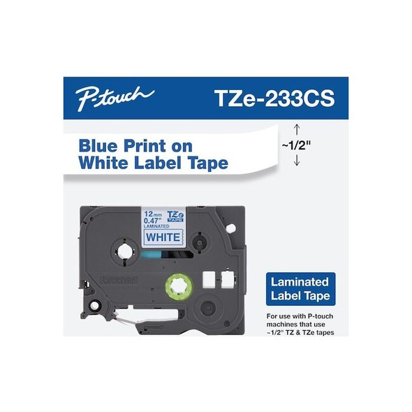 Brother Label/RibbonCartridge,White,15/32inW TZE233G