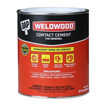 Dap Contact Cement, Weldwood, 1 qt, Can, Tan 00272