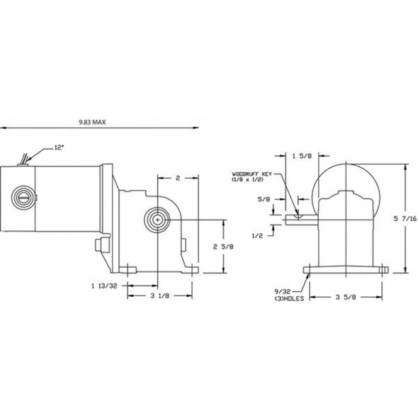 DC Gearmotor, 102 in-lb Max. Torque, 24 RPM Nameplate RPM, 90V DC Voltage  1LRB2