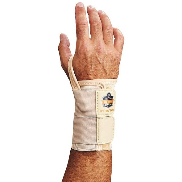 Ergodyne Wrist Support, Elastic, Double Strap, Left, Tan, Size L 4010