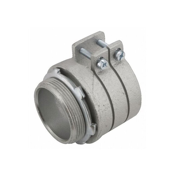AC/MC Grounding Connector, 2 in, Push-On, Malleable Iron, Electro Zinc Plated