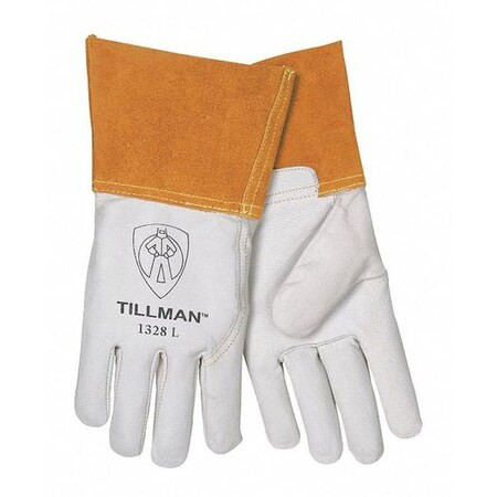 1328 Welding Gloves, Straight Cuff, Straight Thumb, Premium Goatskin, L, 1 PR