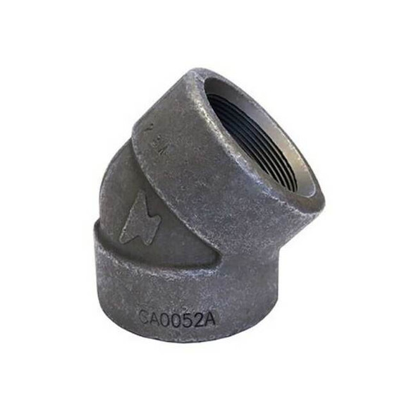 45 Degree Elbow 45 Degree Elbow, 3/4" Pipe, FNPT, Black Forged Steel, Class 3000